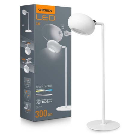 LED-Schreibtischlampe 3W 300lm 5500K Kaltweiß Dimmbar Videx