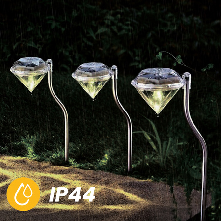 Solar-Garten-LED-Lampe zum Einstecken dekorativ Außen DIAMANT Chrom RGB