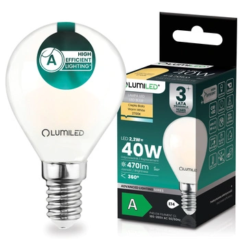 LED-Lampe E14 Kugel P45 2,2W 470lm = 40W 2700K warmweiß 360° Filament Energieklasse A LUMILED