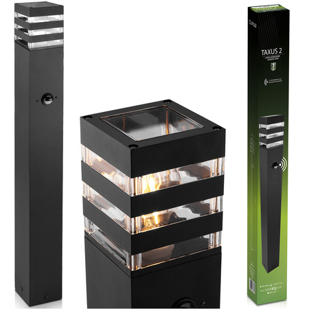 Gartenleuchte E27, Außenstehleuchte Pollerleuchte mit Bewegungsmelder 80cm TAXUS 2 LUMILED