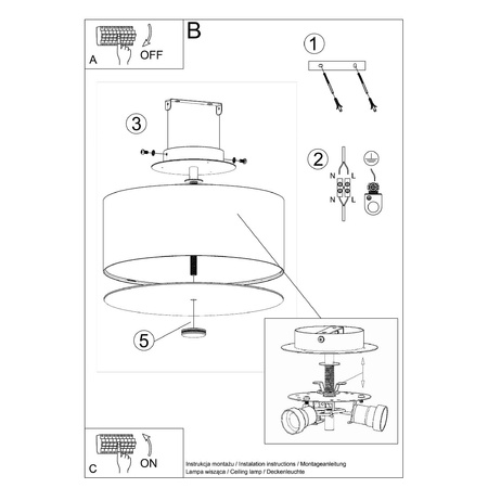 LED SKALA Deckenfluter 3xE27 Rundleuchte 30cm Weiß SOLLUX