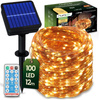 Solar Gartenlichterkette 100x LED Dekodraht 12m 2700K Warmweiß + FERNBEDIENUNG FILO LUMILED