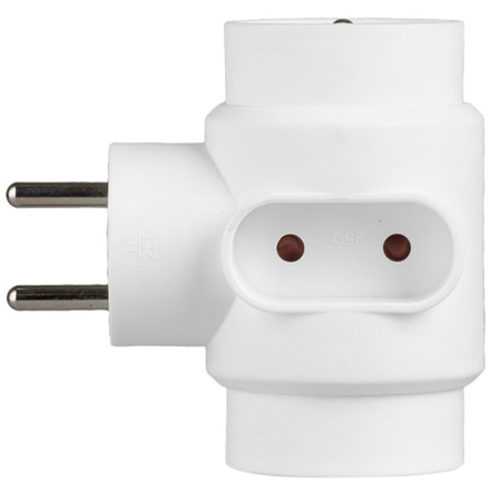 Elektrischer Netzverteiler 1x Euro 2P + 2x 2P+0 Dieb 3 Steckdosen mit Erde VAYOX