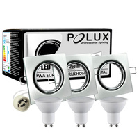 Set aus 3x beweglichen Halogenlampen GOLDLUX (Polux), quadratisch, Nickel + GU10 3,5W LED Lampen