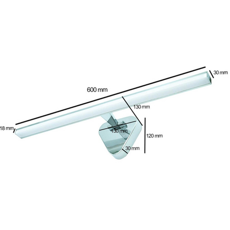 REGULUS Chrom LED Wandleuchte 12W Wandleuchte 60cm Modern ProVero