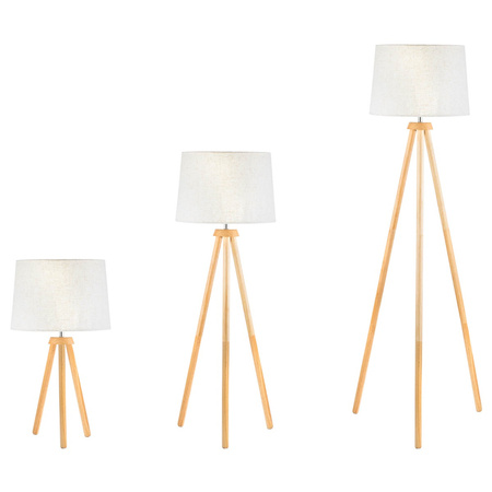 Stehlampe Tischlampe E27, Tripod mit Schirm Beige Höhenverstellbar CLARA LUMILED