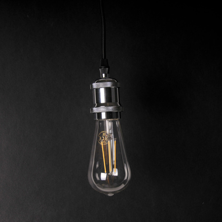 Hängelampe Aufhängung mit Lampenfassung IL MIO NOLA E27 Chrom 100 cm schwarzes Kabel