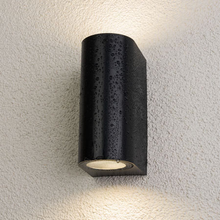 Wandleuchte Außen 2x GU10, Garten-Wandleuchte Schwarz ALLIUM LUMILED