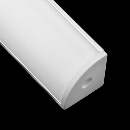 Aluminium LED-Profil KM55 Eckmontage mit Milchglasabdeckung und Endkappen, 1m Silber LUMILED