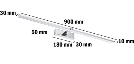 LED-Spiegelleuchte 18W, Badezimmer-Wandleuchte 1100lm Chrom neutral 90cm VENUS LUMILED