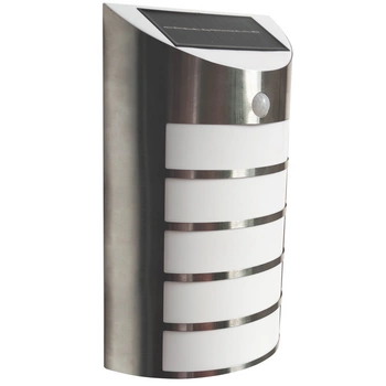 Garten-LED-Solar-Fassadenleuchte SAFFO Chrom/Weiß 6000K Kaltbewegungssensor GOLDLUX (Polux)