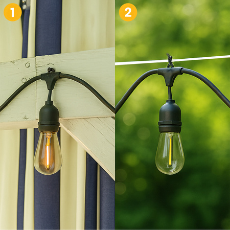 LED Außen-Lichterkette 30x E27, Garten Lichterkette 15m MALUS LUMILED