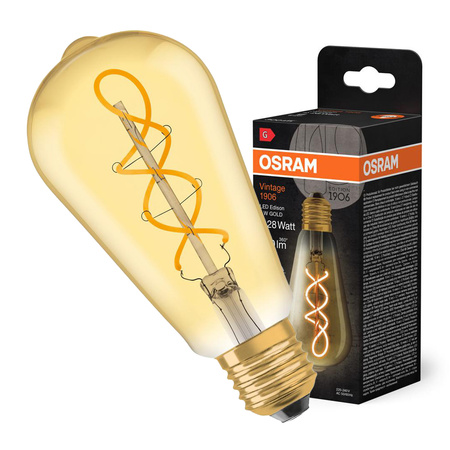 Dekorative LED-Lampe ST64 Edison E27 4W = 28W 300lm 2000K Warm 300° Vintage 1906 Osram