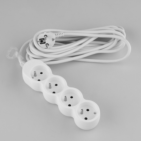 Netzverlängerungskabel geerdete Steckdosenleiste 4 Steckdosen 5m weißes Kabel Lendo Lumiled