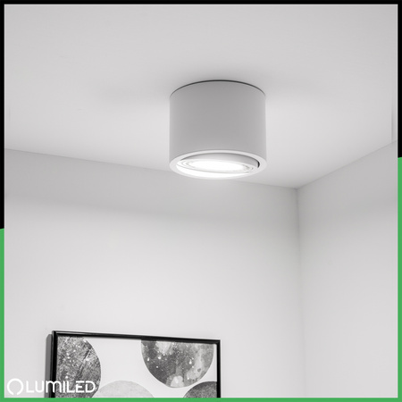 Aufputz HALOGEN SPOT TUBA Beweglich GU10 AR111 Rund Weiß 100mm TELES LUMILED