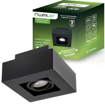 Halogen-Aufbauleuchte GU10, Aufbauspot beweglich Quadrat Schwarz AURI LUMILED