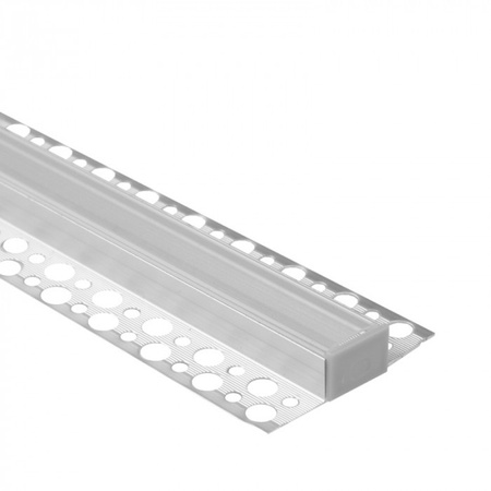 Aluminium LED-Profil für Gipskartonplatten REGIPS breit unter Fliesen eloxiert 2m mit transparentem Diffusor für LED-Streifen + Endkappen GNS Ecolight Serie