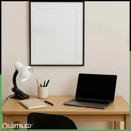 Verstellbare Tischleuchte LIRIA Schule Nachtlicht E27 Clip Weiß LUMILED