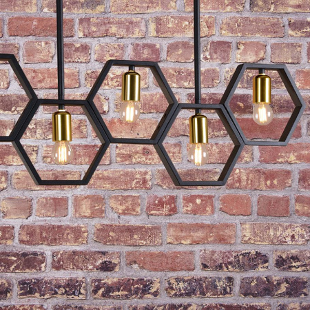 Dekorative Pendel-Deckenleuchte 5x E27 Schwarz Gold Honig Sanico Goldlux