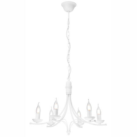 LUCY Hängelampe 6xE14 Kronleuchter Weiß Klassisch LM-6.153 Lamkur