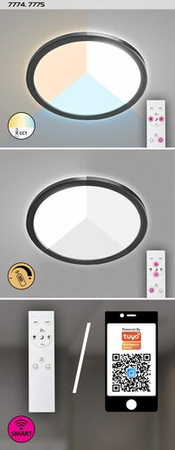 LED-Gartendeckenleuchte für den Außenbereich INVERNESS 15W CCT DIM IP44 WLAN Runde Deckenleuchte Weiß und Schwarz RABALUX