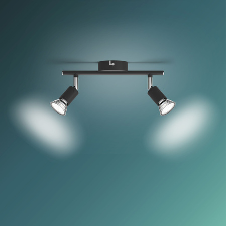 Deckenleuchte LIMBALI 2x GU10 Wandleuchte Reflektor beweglich Schwarz PHILIPS