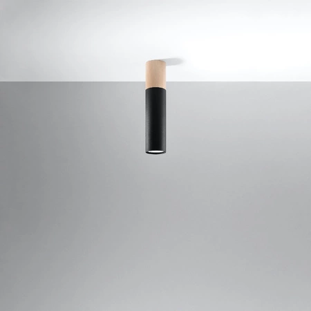 Anbauleuchte PABLO GU10 Halogen Spot Tuba Holz-Schwarz SOLLUX