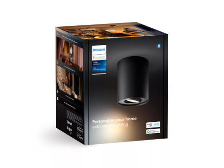 LED Spot Pillar Schwarz 4.2W CCT PHILIPS HUE Bluetooth Zigbee Deckenleuchte + Dimmschalter