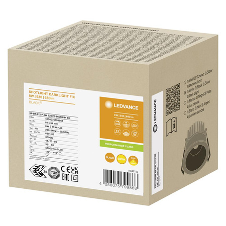 LED-Panel bündig montiert Spot Leuchte 8W 680lm CCT dimmbar Spot schwarz Darklight Ledvance