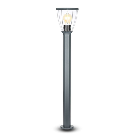 Gartenlampenmast 80 cm E27 Transparenter Lampenschirm Schwarz VT-839 V-TAC