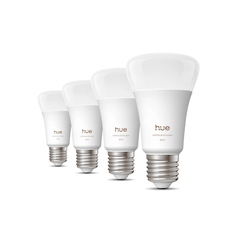 4x LED-Glühbirne E27 A60 6W = 60W 810lm 1800-20000K CCT + RGB SMART Smart Bluetooth ZigBee Weiß und Farbe Ambiance Philips HUE