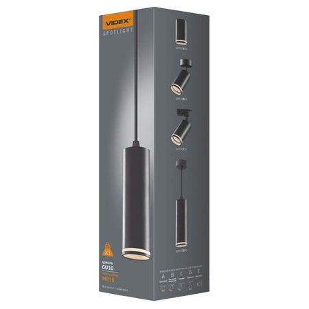 SPOT Hängelampe 1x GU10 Schwarz TATUM Videx