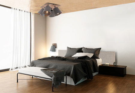 Deckenleuchte AWINION I 9718 Nowodvorski Grauer E27-Wandlampenschirm + klassisches Sperrholz