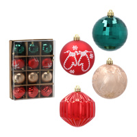 Christbaumschmuck Set MIX GRÜN/GOLD/ROT 12tlg