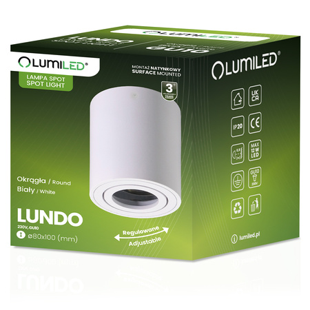 Aufputz HALOGEN Spot Tuba Beweglich LUNDO GU10 LUMILED Rund Weiß 80mm