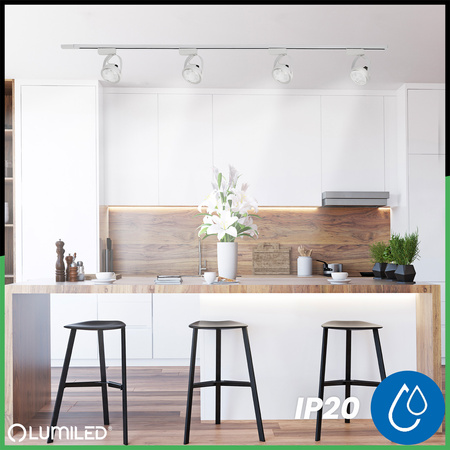 2m Stromschiene + 4x Schienenstrahler GU10 AR111 Weiß VICTUS LUMILED