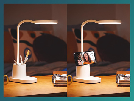 BUCKET 7W CCT LED Tisch-Schreibtischlampe dimmbar USB Weiß PHILIPS