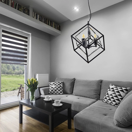 Decke Hängelampe 3x E27 Chrom Schwarz Ikar Sanico Goldlux