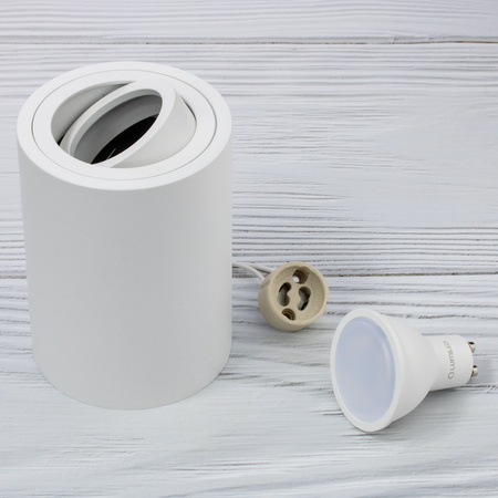 Halogen-Aufbauleuchte, Aufbauspot 115mm Runde Tube AMAT-L+LED GU10 8W 3000K LUMILED