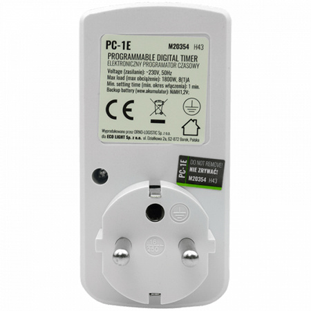 Ein/Aus-Zeitschaltuhr LCD Digitaler Zeitplan 7 Tage PC-1E Ecolight