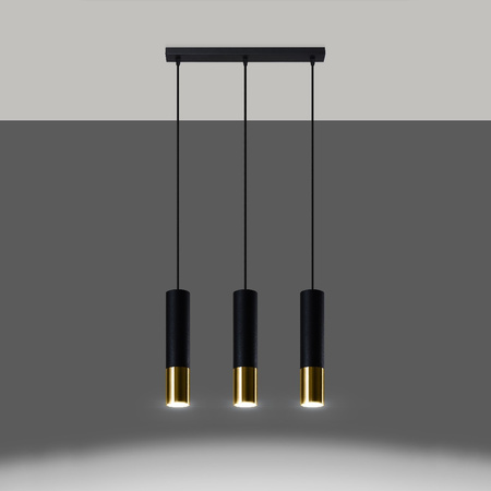 LOOPEZ 3L Hängeleuchte 3xGU10 Elegant Schwarz und Gold SOLLUX