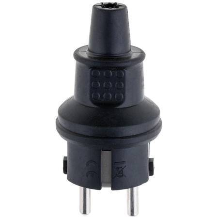Gummi-Stromstecker 16A 230V IP44 hermetisch für MINI Uni-Schuko-Kabel