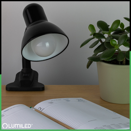 Verstellbare Tischleuchte LIRIA School Night Light E27 Clip Schwarz LUMILED