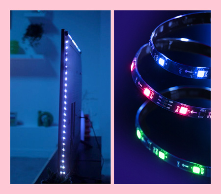 Smart RGBIC LED-Streifen für 55"-65" Monitor TV mit HDMI Sync Box Wi-Fi WiZ