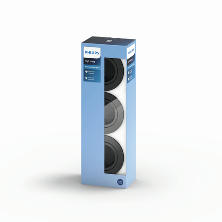 Steckbare Halogenleuchte DONEGAL 3x GU10 Rund Beweglich Grau PHILIPS