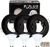Set aus 3x GOLDLUX (Polux) runder schwarzer beweglicher Halogenlampe + GU10 3,5W LED Lampen