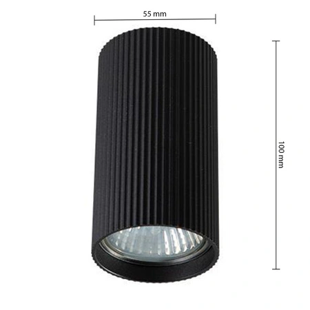 Aufputz Halogen Tuba Reflektor Spot GU10 Rund Schwarz Lucerno Masterled