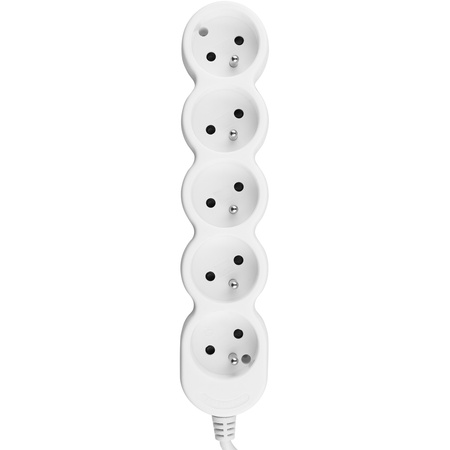 Netzverlängerungskabel Geerdete Steckdosenleiste 5 Steckdosen 1.5m Weißes Kabel Lendo Lumiled