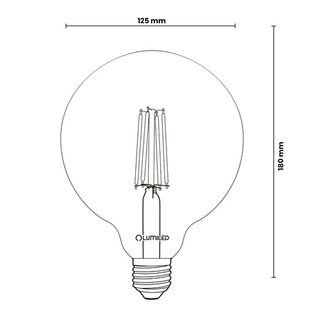 3x LED-Lampe E27 Sphere G125 7W = 60W 806lm 3000K Warm 360° FILAMENT LUMILED