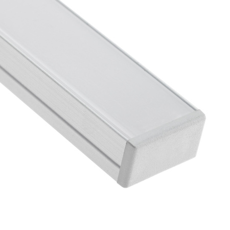 Eloxiertes Aluminiumprofil für LED KM35 Silber Aufbau 2m + undurchsichtige Abdeckung + Endkappen